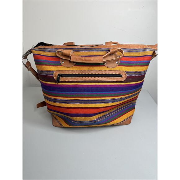 Weekend Traveler Bag Large Crossbody Southwestern Boho Colorful Made Guatemala - Picture 2 of 14